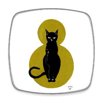 Chat sur fond doré - Magnet carré - blanc - Devant