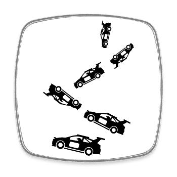 Coureur automobile - Magnet carré - blanc - Devant