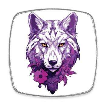 Loup #3 - Magnet carré - blanc - Devant