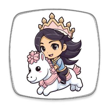 Prinzessin Pferd Comic - Viereckiger Kühlschrankmagnet - Weiß - Vorne