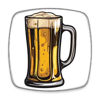 Beer Glass Icon - Square fridge magnet - white - Front