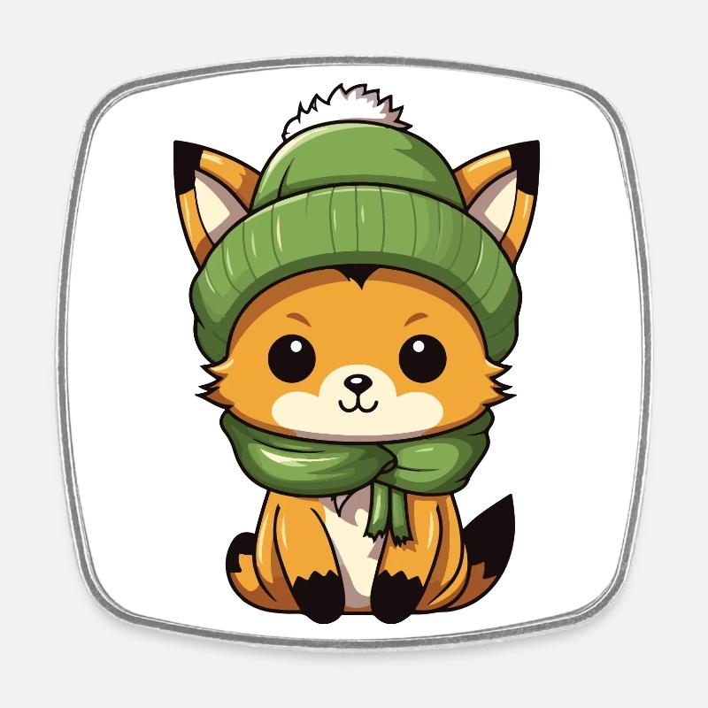 Fuchs Winter - Viereckiger Kühlschrankmagnet - Weiß