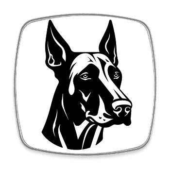 Doberman Hund Kopf - Viereckiger Kühlschrankmagnet - Weiß - Vorne
