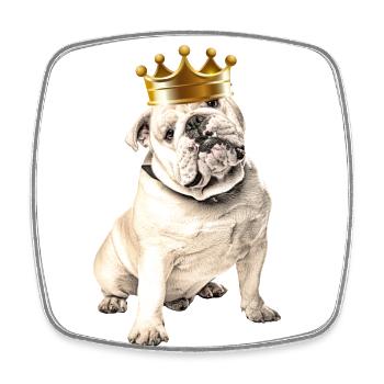 OLD ENGLISH BULLDOG mit Krone Hund Bulldogge - Viereckiger Kühlschrankmagnet - Weiß - Vorne