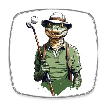 Krokodil Golfer Golfspieler Streetwear Design - Viereckiger Kühlschrankmagnet - Weiß - Vorne