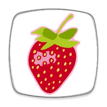 Fraise - Magnet carré - blanc - Devant