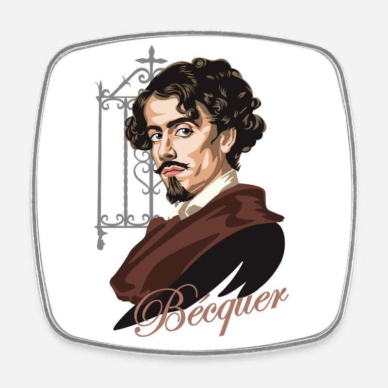 Gustavo Adolfo Bécquer - Square fridge magnet - white