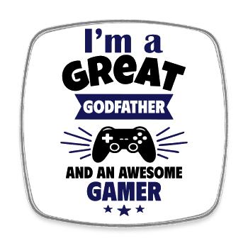 Grand parrain et joueur génial Geek Gaming - Magnet carré - blanc - Devant