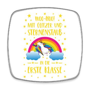 Unicorn Glitter and Stardust First Class Yellow - Square fridge magnet - white - Front