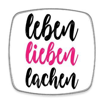 leben lieben lachen - Viereckiger Kühlschrankmagnet - Weiß - Vorne