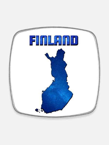 Blue Finland Carte - Magnet carré - blanc