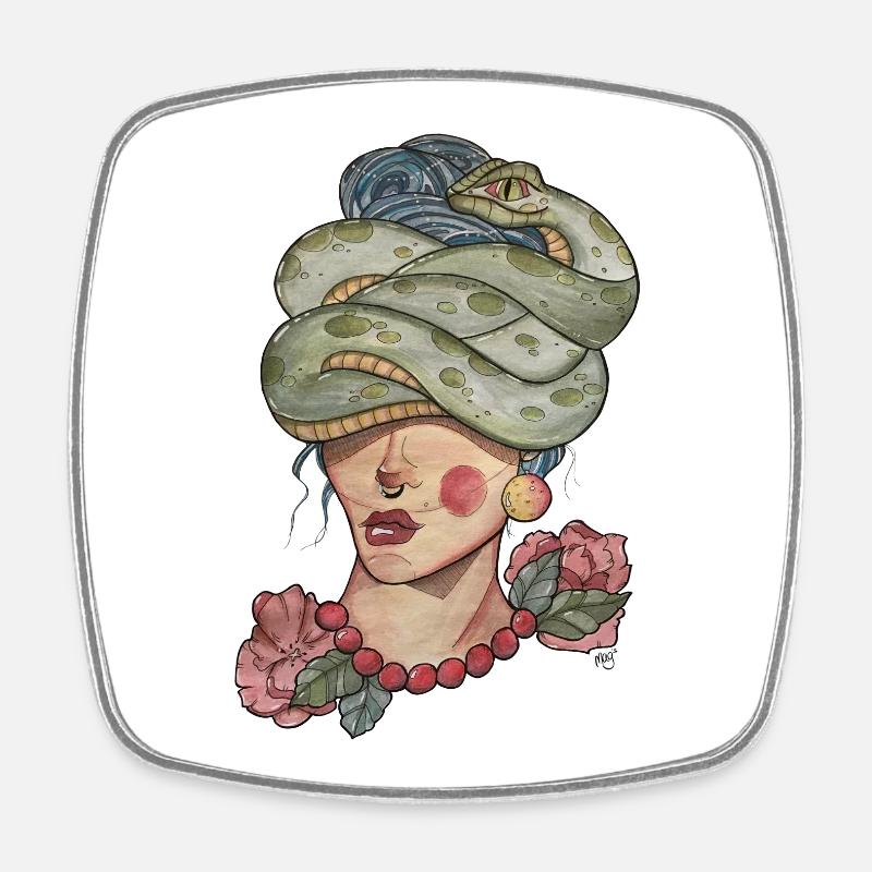 Medusa - Square fridge magnet - white
