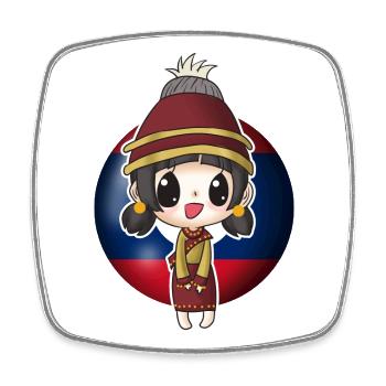 Laos Laote Laoten Robe de fille Lao I Cadeau - Magnet carré - blanc - Devant
