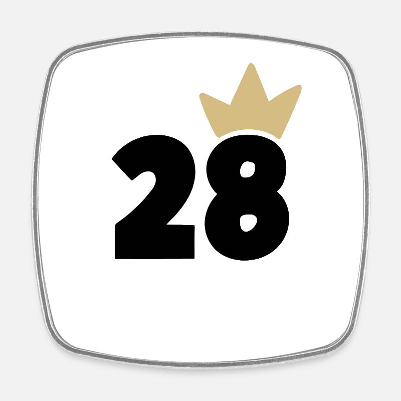 28 Crown number 28 - Square fridge magnet - white