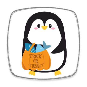 Penguin with halloween pumpkin - Square fridge magnet - white - Front