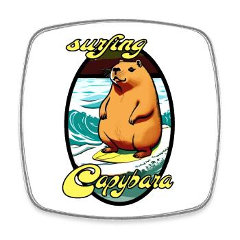 surfing Capybara, tier am surfen - Viereckiger Kühlschrankmagnet - Weiß - Vorne