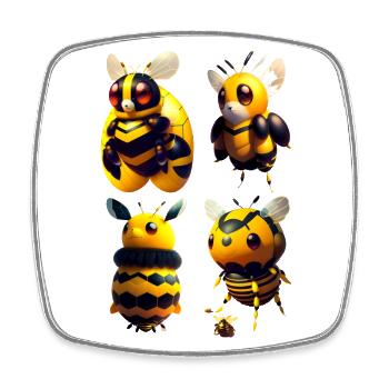 kawaii fliegende Bienen - Viereckiger Kühlschrankmagnet - Weiß - Vorne