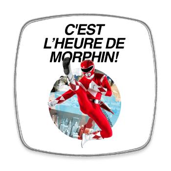 Power Rangers C'est L'heure De Morphin! - Magnet carré - blanc - Devant