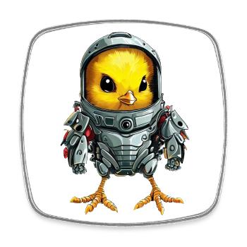 Poulet en costume de mécha, conception de robot futuriste - Magnet carré - blanc - Devant