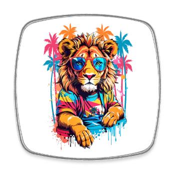 Cool Lion - Magnet carré - blanc - Devant