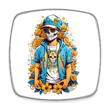 Sugar Skull - Square fridge magnet - white - Front