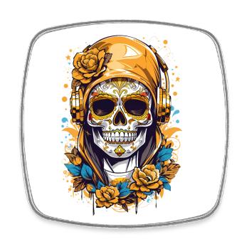 Golden Sugar Skull - Square fridge magnet - white - Front