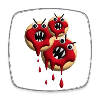 Drei Halloween Donuts sehr bissig. - Viereckiger Kühlschrankmagnet - Weiß - Vorne