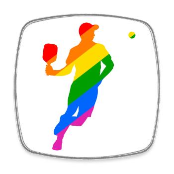 LGBTQ Pickleball - Magnet carré - blanc - Devant