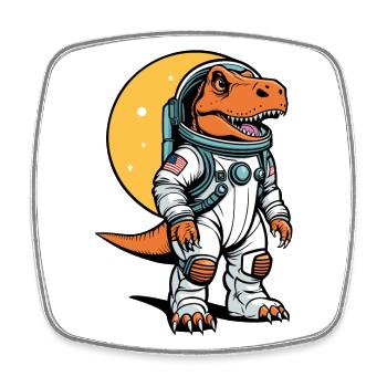 Dinosaurier Astronaut Illustration - Viereckiger Kühlschrankmagnet - Weiß - Vorne