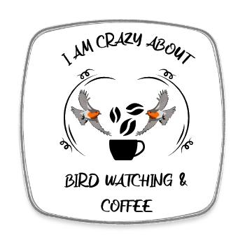 Bird Watching Bird Watching Birding Coffee - Square fridge magnet - white - Front