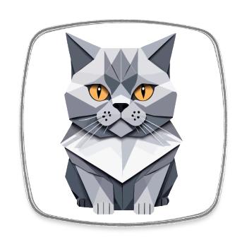 Britisch Kurzhaar Katze Origami - Viereckiger Kühlschrankmagnet - Weiß - Vorne