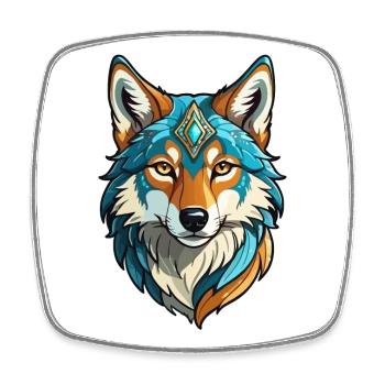 Wolf fantasy illustration - Square fridge magnet - white - Front