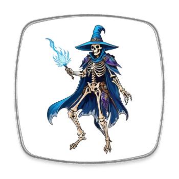 Skelett Magier Fantasy Illustration - Viereckiger Kühlschrankmagnet - Weiß - Vorne