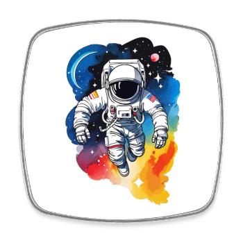 Astronaut Watercolor Watercolor - Square fridge magnet - white - Front