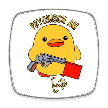 Ente Spielzeugpistole Knallfahne Psychisch am Ente - Viereckiger Kühlschrankmagnet - Weiß - Vorne