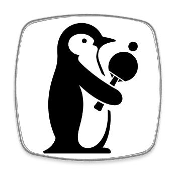 Penguin Table Tennis Table Tennis Player Silhouette - Square fridge magnet - white - Front