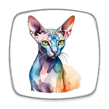 Sphynx Cat Watercolors - Square fridge magnet - white - Front