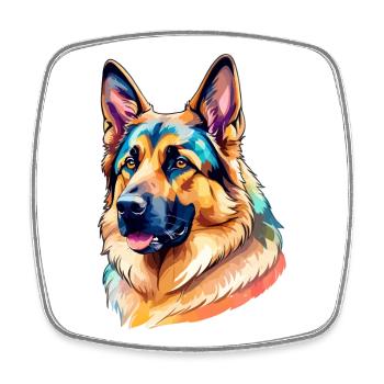 Deutscher Schäferhund Wasserfarben - Viereckiger Kühlschrankmagnet - Weiß - Vorne