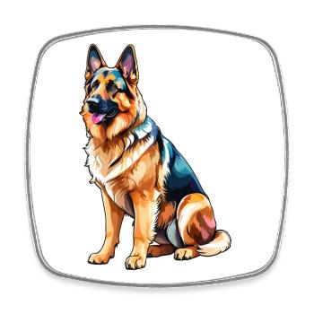Deutscher Schäferhund Wasserfarben - Viereckiger Kühlschrankmagnet - Weiß - Vorne
