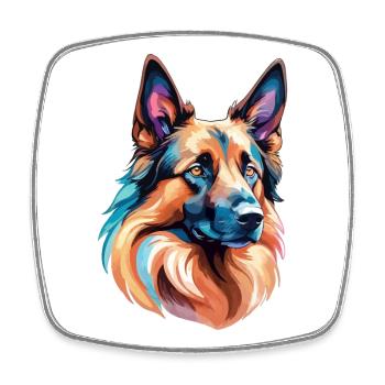 Belgian Shepherd Dog Watercolors - Square fridge magnet - white - Front