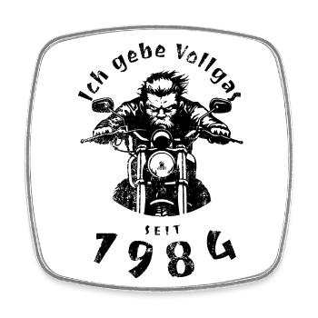 40. Geburtstag Ich gebe Vollgas seit 1984 - Viereckiger Kühlschrankmagnet - Weiß - Vorne