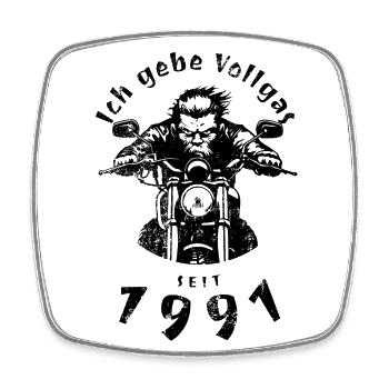 33. Geburtstag Ich gebe Vollgas seit 1991 - Viereckiger Kühlschrankmagnet - Weiß - Vorne