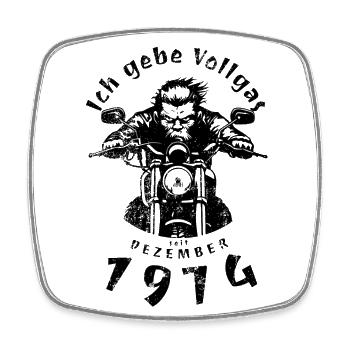 50. Geburtstag Ich gebe Vollgas seit 12/1974 - Viereckiger Kühlschrankmagnet - Weiß - Vorne