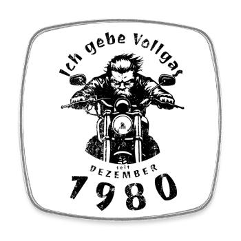 44ème anniversaire Je tourne à plein régime depuis 12/1980 - Magnet carré - blanc - Devant