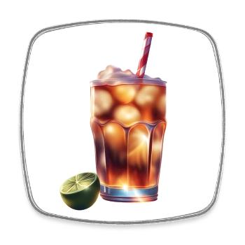 Un verre de boisson soda fraîche - Magnet carré - blanc - Devant
