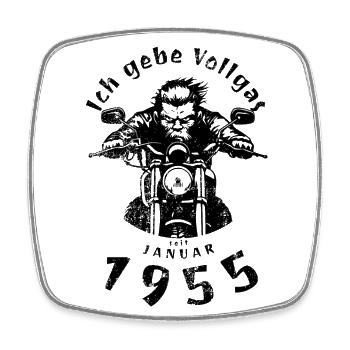 70e anniversaire Je tourne à plein régime depuis 01/1955 - Magnet carré - blanc - Devant
