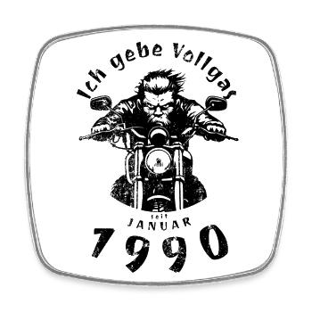 35. Geburtstag Ich gebe Vollgas seit 01/1990 - Viereckiger Kühlschrankmagnet - Weiß - Vorne