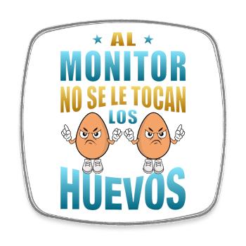 Der Monitor rührt seine Eier nicht an - Viereckiger Kühlschrankmagnet - Weiß - Vorne