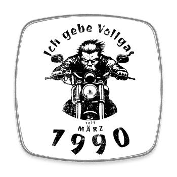 35. Geburtstag Ich gebe Vollgas seit 03/1990 - Viereckiger Kühlschrankmagnet - Weiß - Vorne