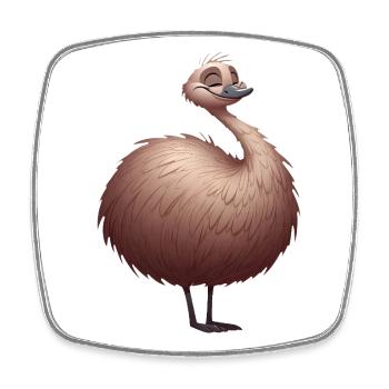 Süßer Emu Vogel im Cartoon-Stil - Viereckiger Kühlschrankmagnet - Weiß - Vorne